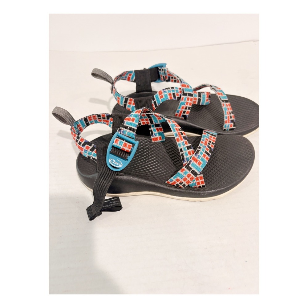 Chaco Kids Z1 Ecotread Sport Sandals Blue Orange Geometric Size 2 Kids